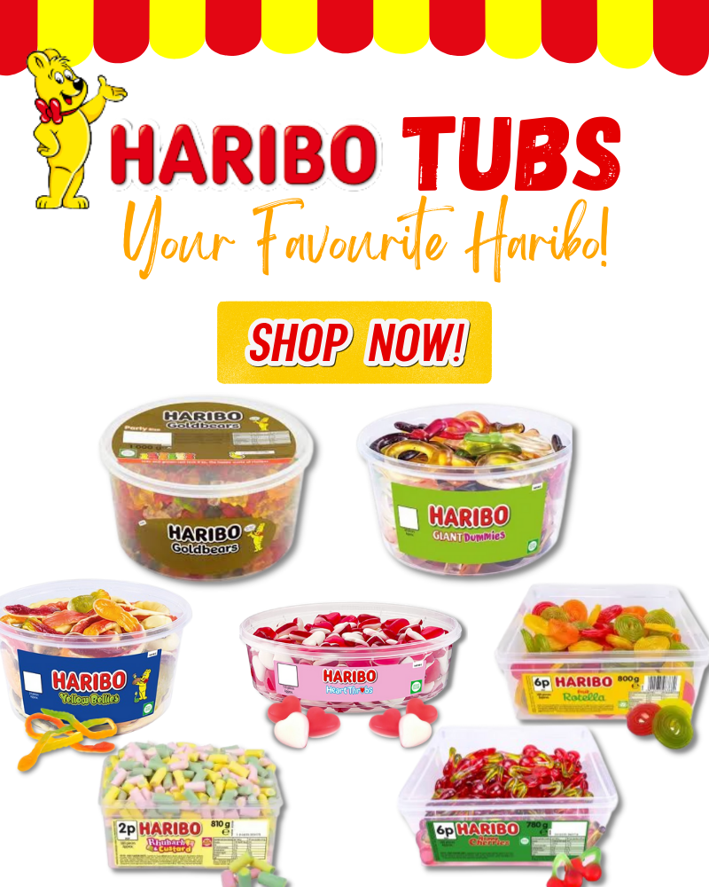 Haribo value sweet tubs giant cola giant strawbs yellow bellies 