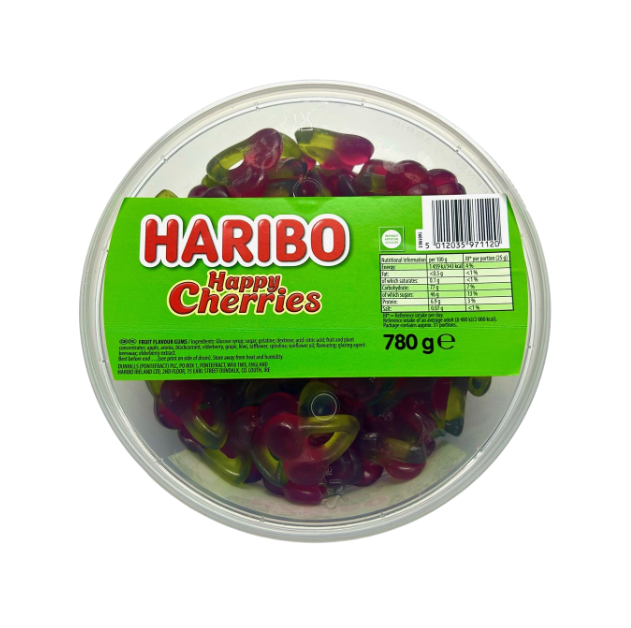 Haribo Happy Cherries Value Tun 780g from www.the-candy-king.com