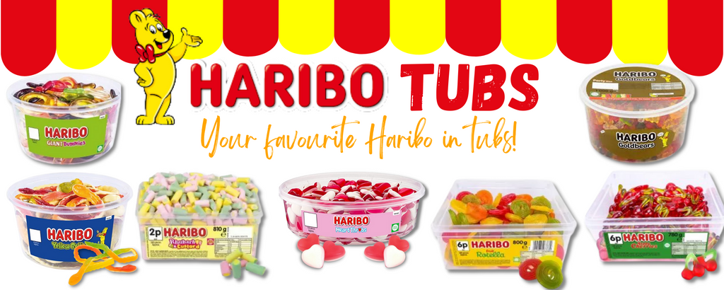 Haribo value sweet tubs giant cola giant strawbs yellow bellies 